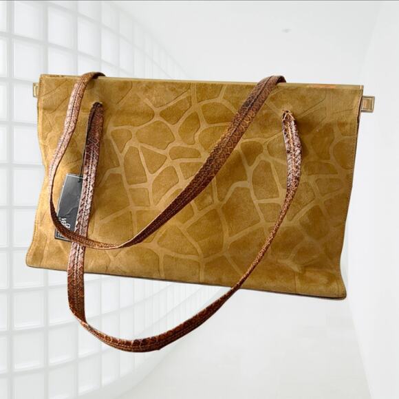 Gianni Versace Borsa Crosta Suede,Python Strap Handbag – Vintage 80s–90s, Unused - Picture 10 of 12